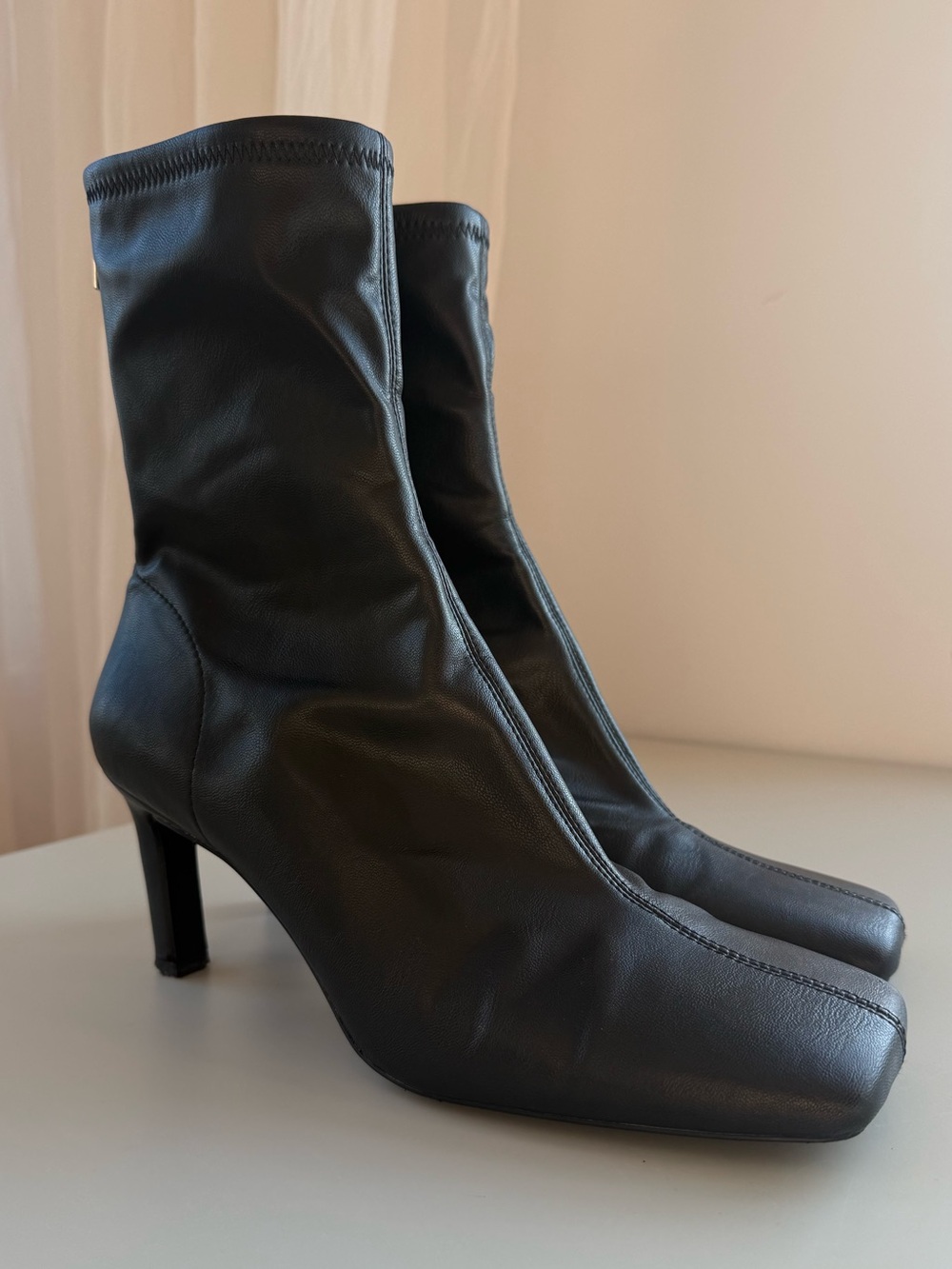 H&M Black Sock Ankle Boots Square Toe EU42/US11